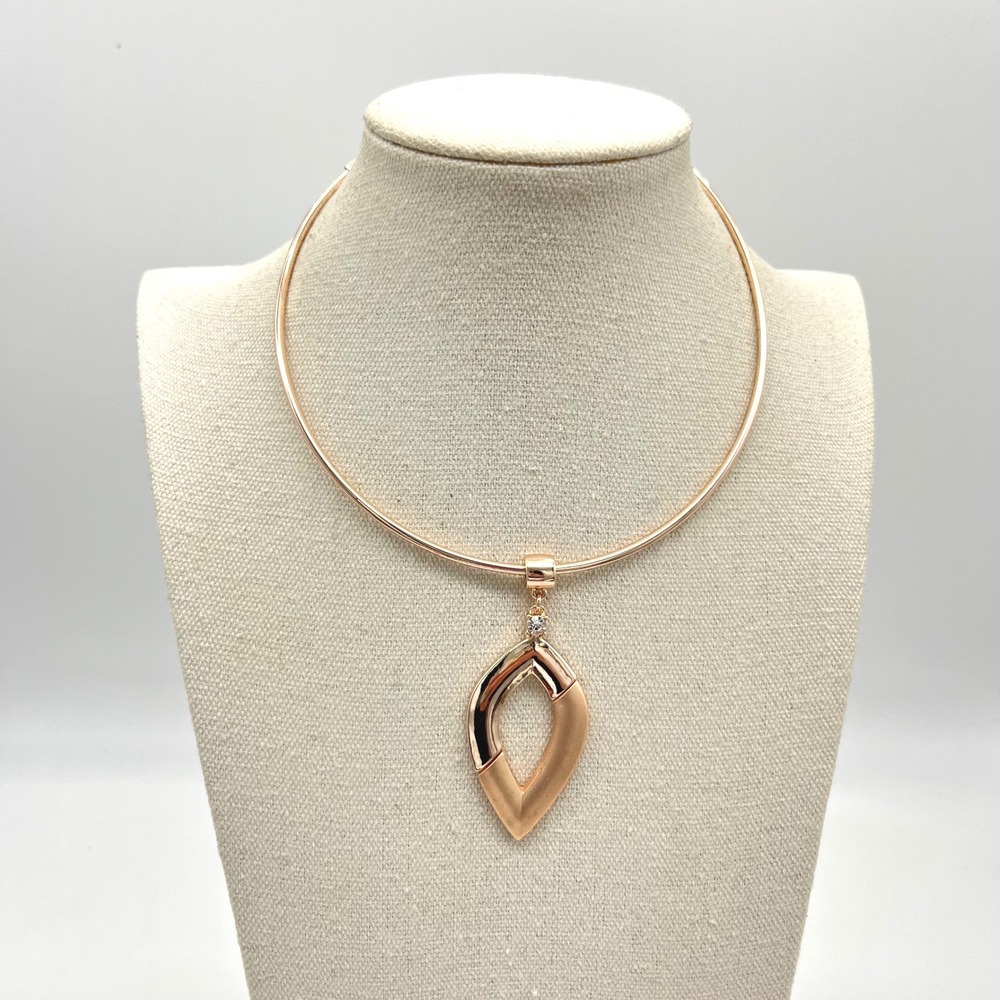 Rose Gold Tone‎ Geometric Pendant Torque Choker Necklace Minimalist Collar
